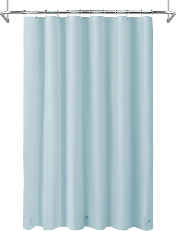 Mrs Awesome Light Blue Shower Curtain Liner with 3 Magnets, 72x72 Premium Flexible Sturdy Plastic Shower Curtain for Bathroom Lightweight & Waterproof, Light Blue