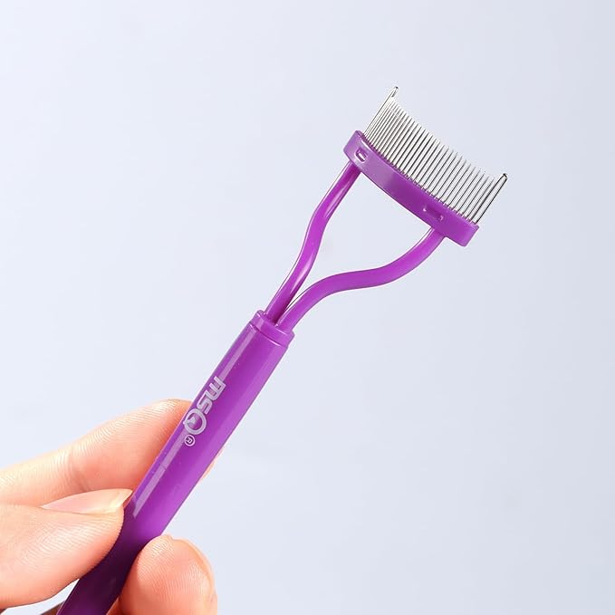Eyelash Comb Eyebrow Brush MSQ Eyelash Separator Mascara Applicator Eyelash Definer With Comb Cover Arc Designed Cosmetic Brushes Tool (Purple)