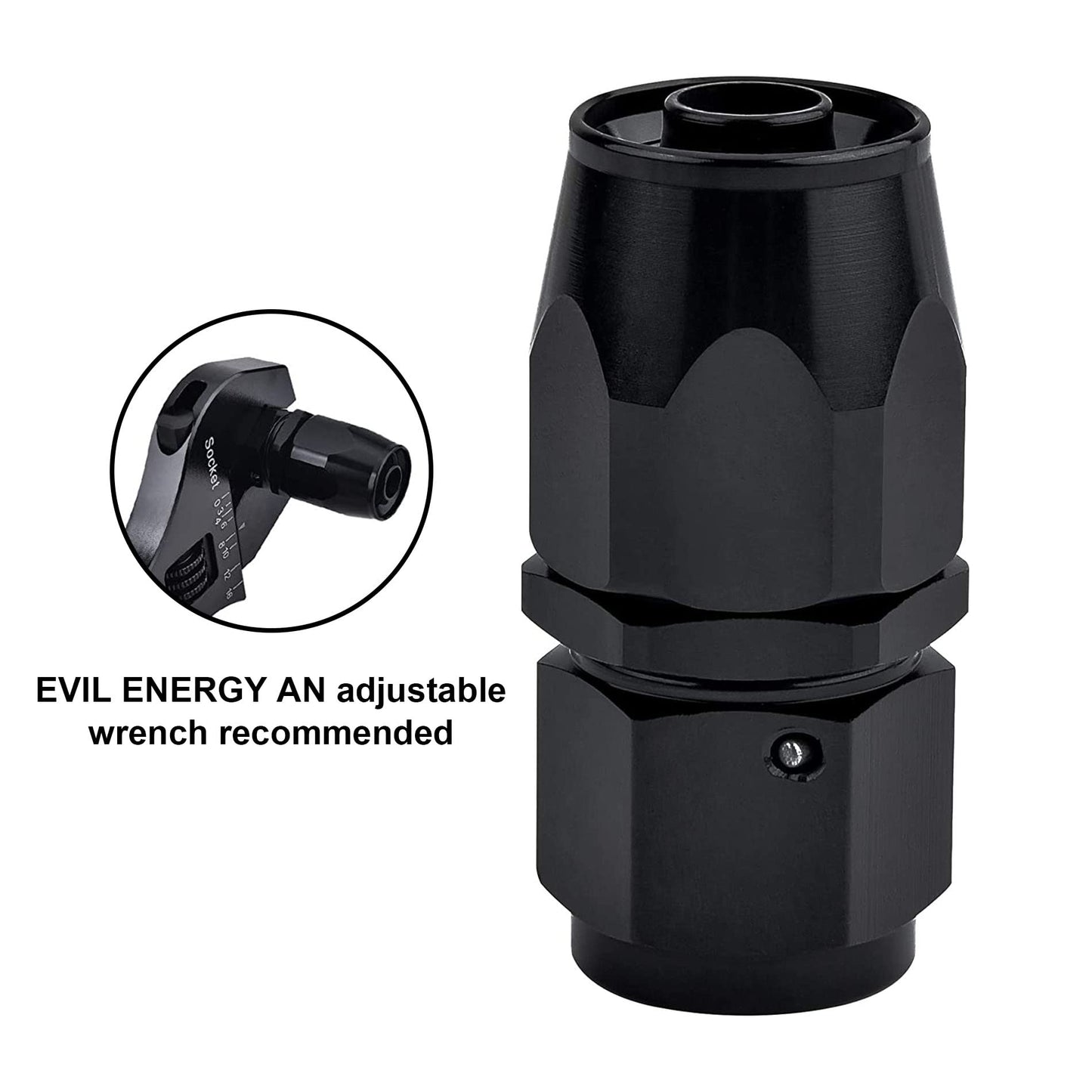 EVIL ENERGY 10AN Hose End Fitting Straight Swivel for CPE Braided Hose Black 2PCS