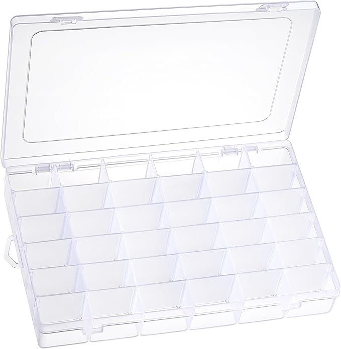 2 Pack 36 Grids Clear Plastic Organizer Box with Adjustable Dividers, Small Craft Organizers and Storage, Compartment Container for Bead, Nail, Jewelry, Art, DIY Crafts, Fishing Tackle, Small Items