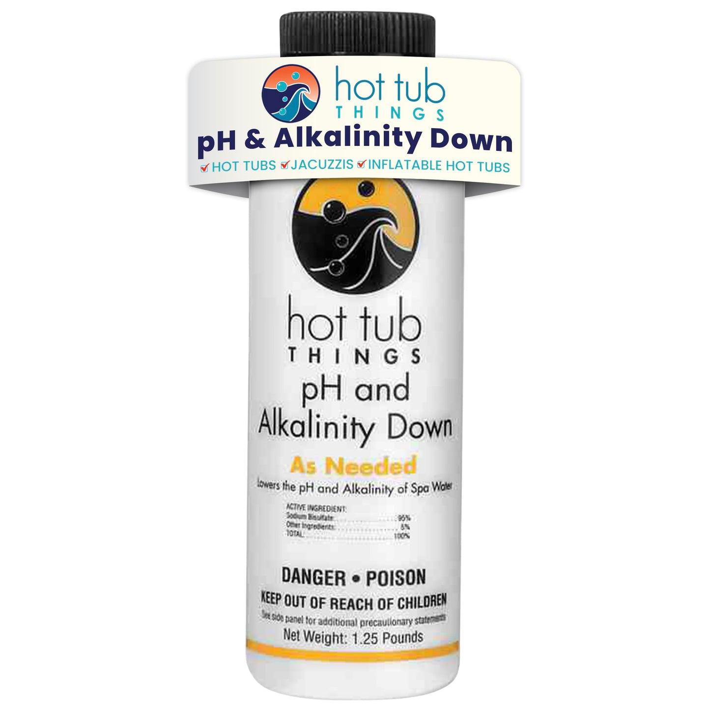 Hot Tub Things pH & Alkalinity Down - Alkalinity Decreaser for Hot Tubs & Spas - pH Down for Pools, Maintains Clear Water, Gentle on Equipment, Easy Water Balance Solution for Spas & Pools - 1.25 lb