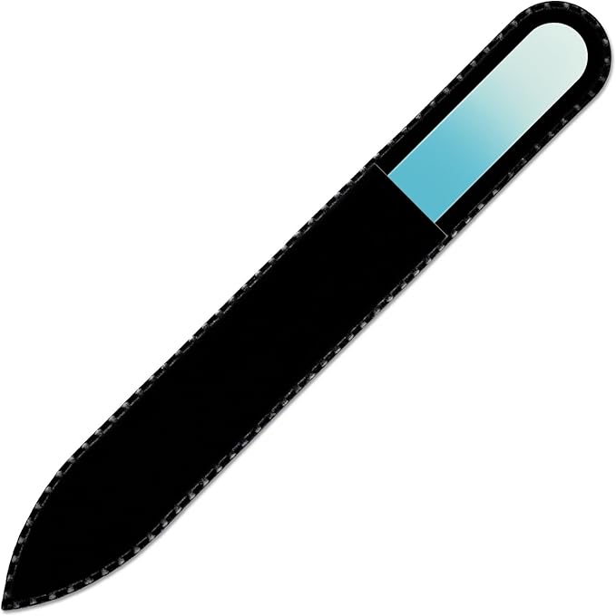 Mont Bleu Rainbow Crystal Nail File in Black Pouch - Czech Tempered Glass - Handmade in Bohemia (Czech Republic)