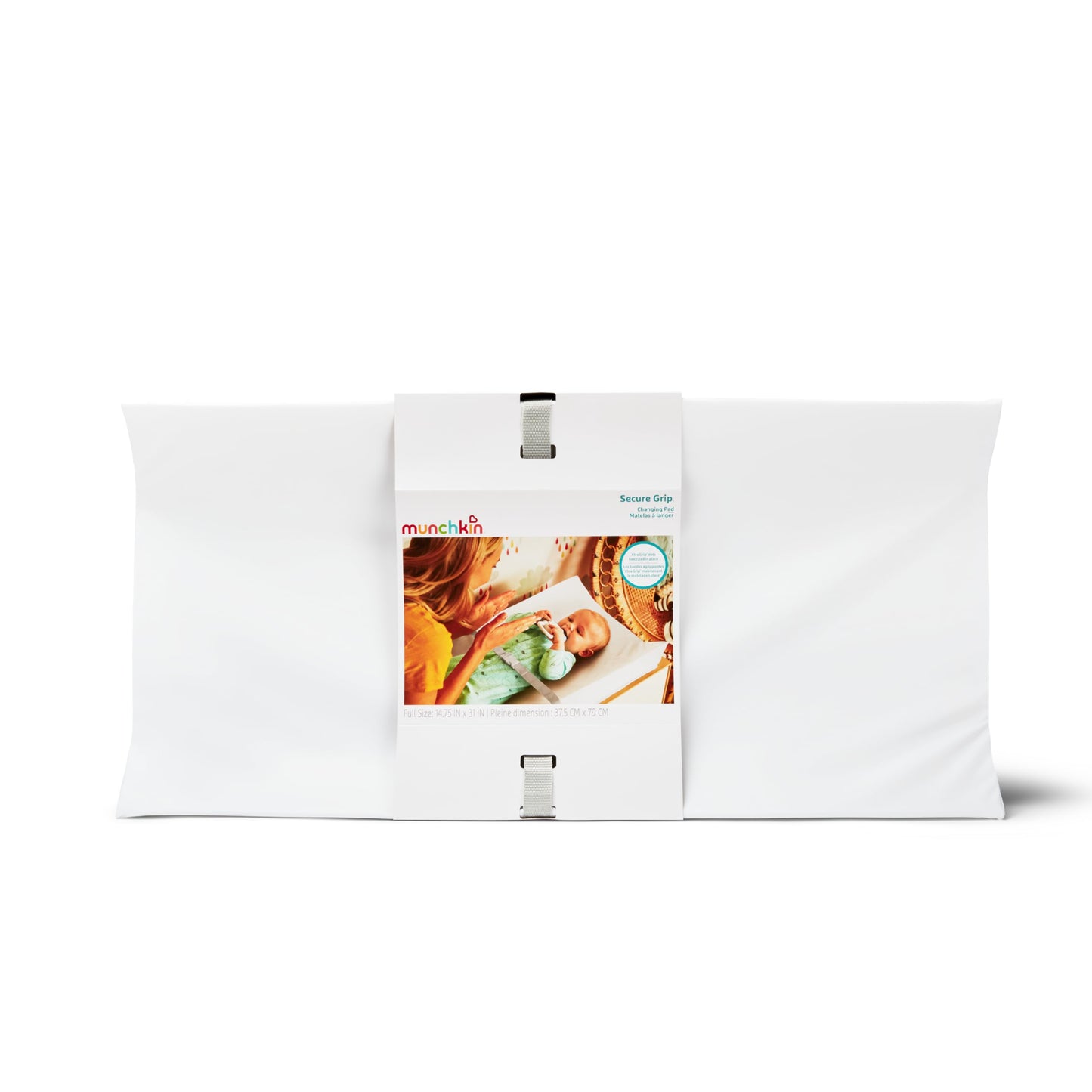 Munchkin Secure Grip Baby Diaper Changing Pad for Dresser, Waterproof and Wipeable, Contoured, Standard Size (14.75" x 31"), White