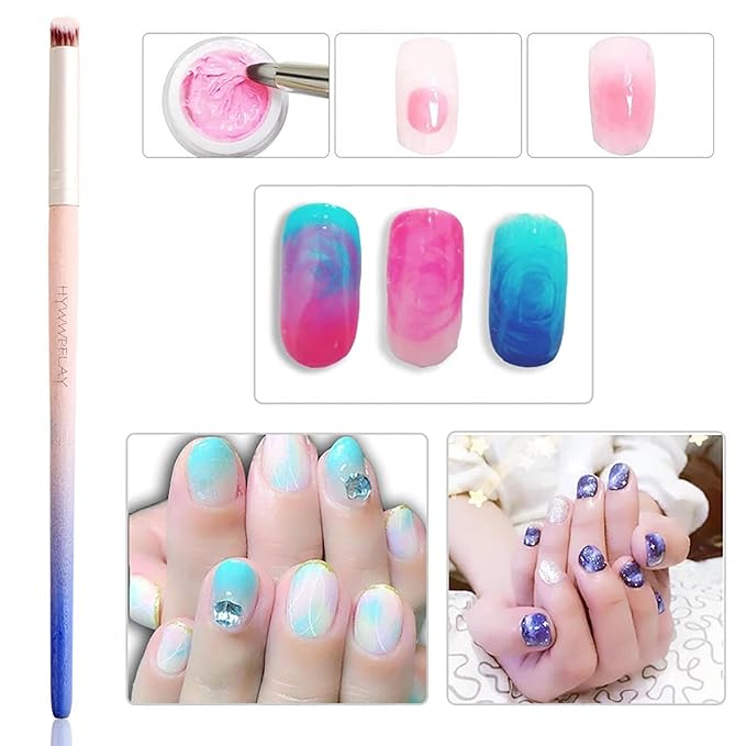 6pieces Ombre Nail Brush Wood Nail Pen Ombre Brush for Gel Nails Nail Gradient Brush Nail Design Brushes Nail Painting Kit Nail Art Tools Acrylic Nail Accessories