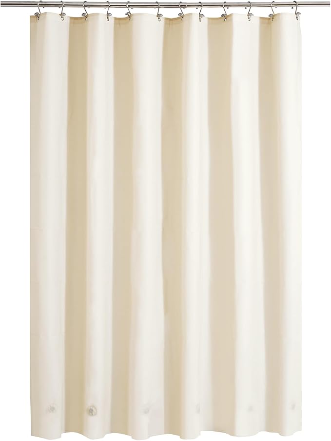 Barossa Design Beige Shower Curtain Liner with 6 Magnets - Waterproof PEVA Shower Liner for Bathroom, 72" x 72" Standard Size, PVC Free, Metal Grommets - Beige, 72x72