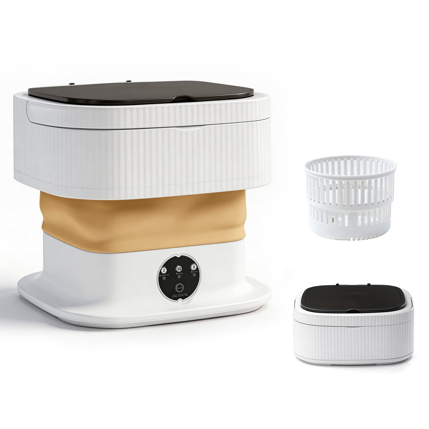 Portable Washing Machine, Mini Washer, 18L Upgraded with Spin Basket, Foldable Design Ideal for Apartment, portable washer 3 Cleaning Modes Suitable for Small Clothes (khaki)