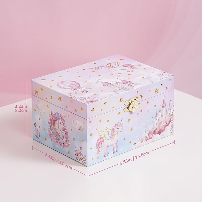 ProCase Unicorn Jewelry Box for Girls, Kids Musical Jewelry Boxes with Spinning Unicorn Doll, Birthday Christmas Gifts for Little Girls Children Toddler Ages 3 4 5 6 7 8 -Unicorn (Box with Jewelry)