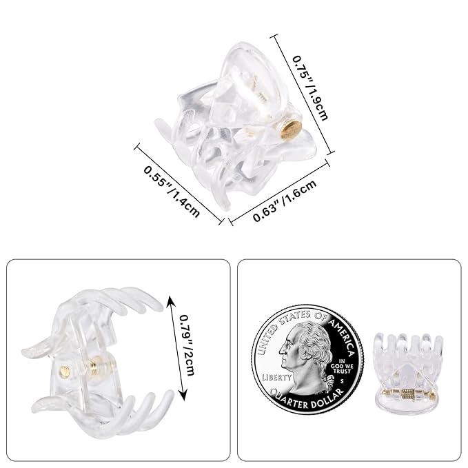 YOHAMA 36 PCS Clear Mini Hair Claw Clips Great for Design Kids Adult Hairstyles White Plastic Hair Clips Small Decoration Buns Pining Bangs Strong Grip Multifunction Clamp Clips.