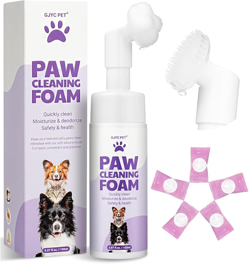 Magic Brush Paw Cleaner for Dogs & Cats, No-Rinse Foaming Pet Foot Washer with Built-in Scrubber Brush for Dirty, Muddy Paws – Suitable for Small, Medium & Large Dogs, Puppies, Kittens (5 fl oz)