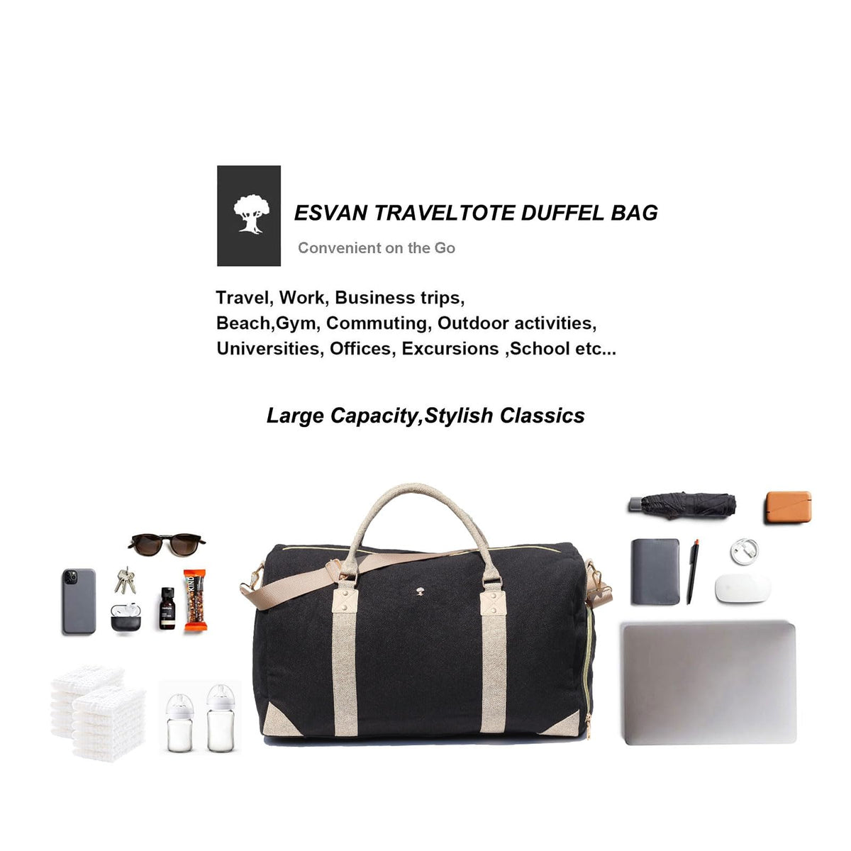 Travel Duffle Bag, Weekender Bag for Women with Shoe Compartment, Carry on Overnight Bag Gym Duffel Bag, Mommy Hospital Bags