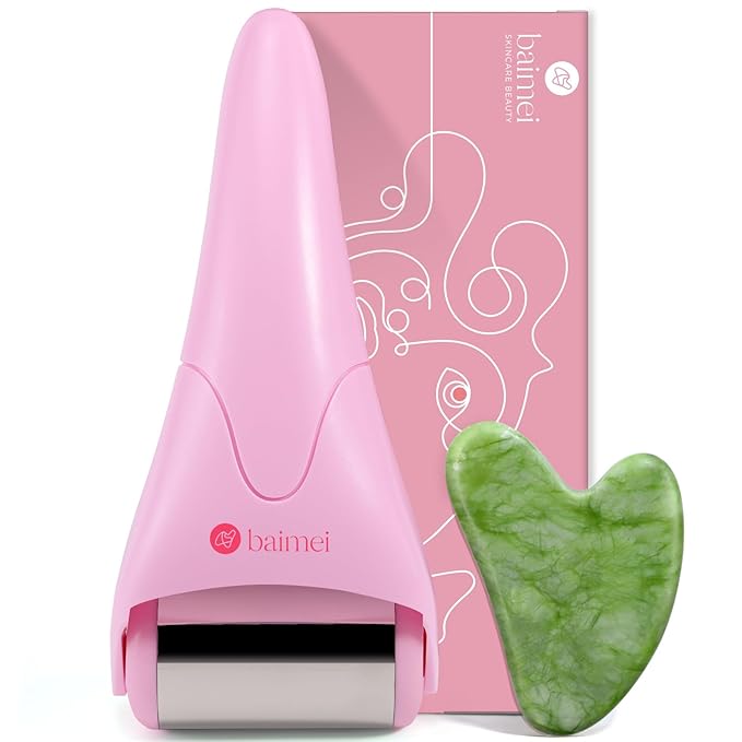 BAIMEI IcyMe Stainless Steel Ice Roller for Face & Gua Sha Facial Tools, Soothes Puffiness, Self - Care Gift for Women