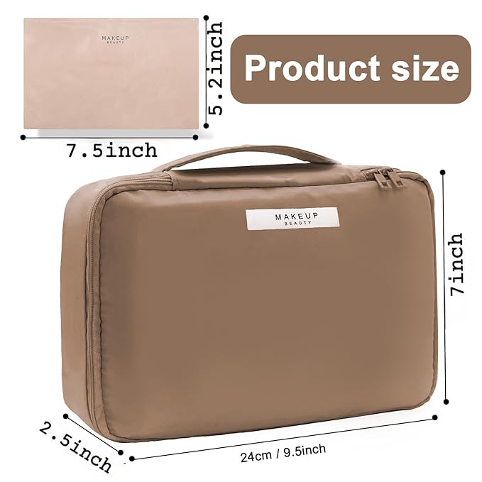 Travel Makeup Bag Cosmetic Bag Makeup Bag Toiletry bag for women and men (Coffee)