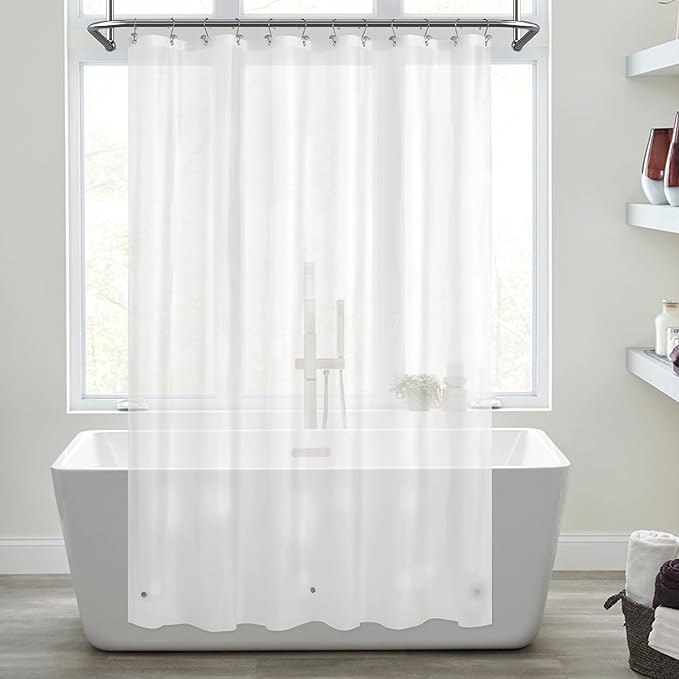 Mrs Awesome Extra Long Shower Curtain Liner with 3 Magnets, Long Frosted PEVA Plastic Shower Curtain for Bathroom Lightweight & Waterproof, 72 x 84, Frost