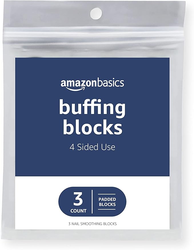 Amazon Basics 4-Way Nail Buffer Buffing Block for Professional Manicure, Manicure Tools, Nail Polisher, 3-Pack, Black/White