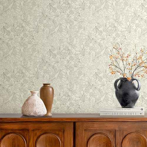 Peel and Stick Wallpaper for Home Decoration Elegant Petal Strokes Wallpaper Removable Vinyl Self Adhesive Shelf Paper & Drawer Liner Roll House, Workshop & Office 17.3" x 118" SM127-3
