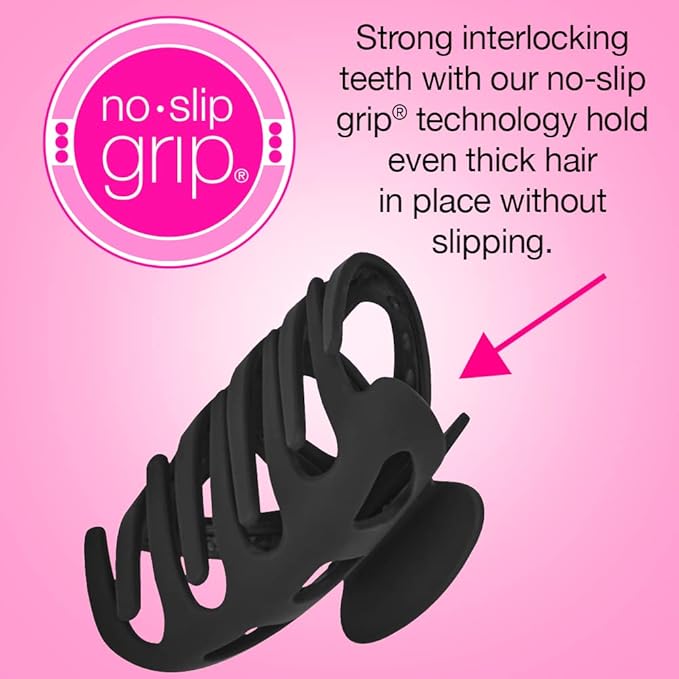 Scunci by Conair No-Slip Grip Thick Hair, Large Hair Claw Clip, 4.25” Large Jaw Clip, Black, Packaging may vary (1, count)