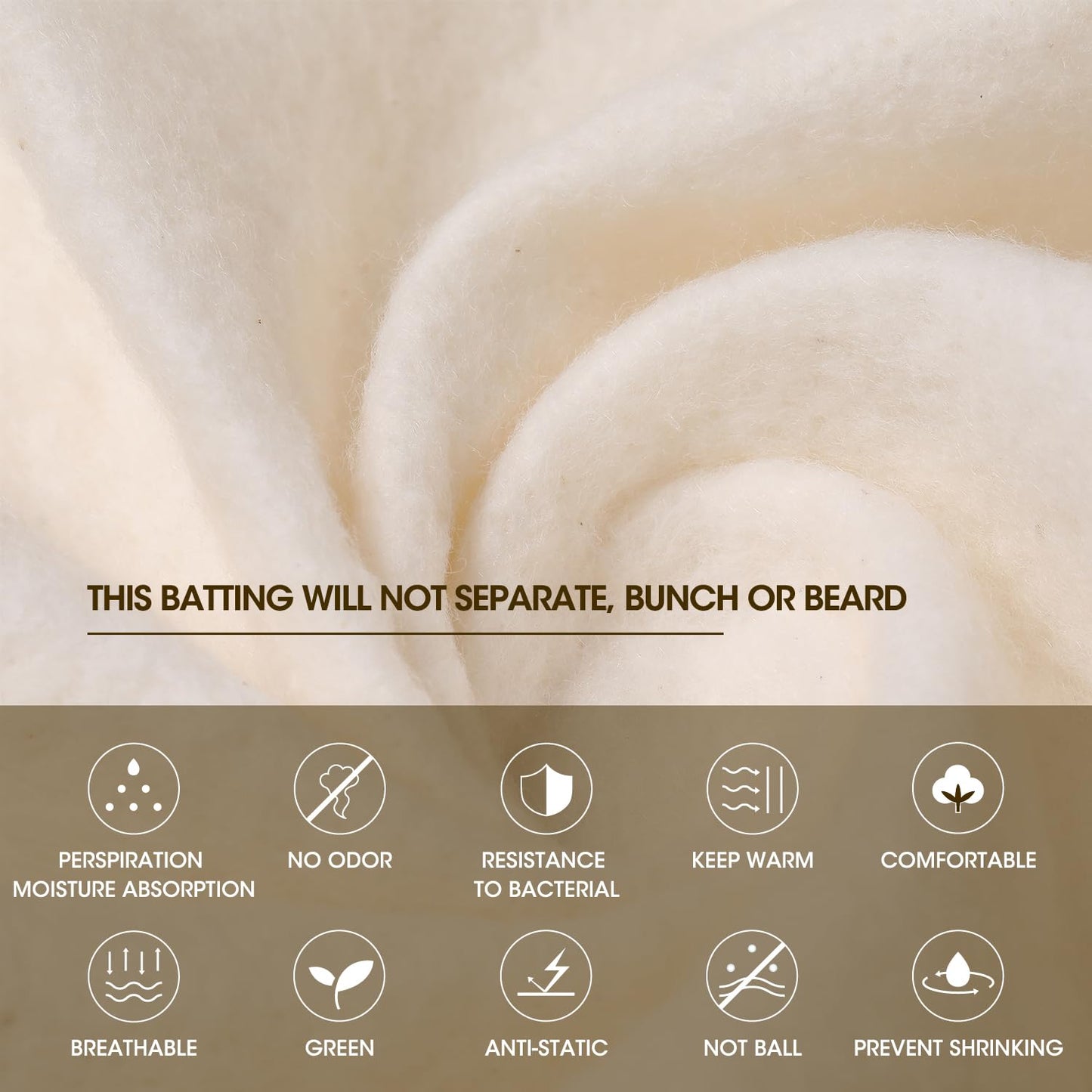 Zipcase 47 Inches X 59 Inches Queen Size Warm Soft Natural Cotton Batting for Quilts Quilting & Craft
