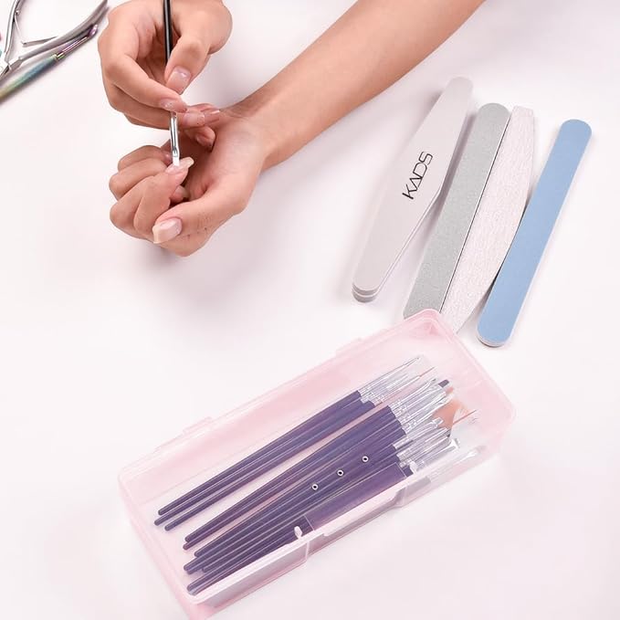 Transparent Box Storage Case for Nail Art Equipment Manicure Tool Organzing Pedicure Tool Empty Plastic Box (Pink)
