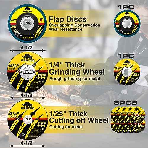 Grinding & Cutting Wheels 4 1/2 inch Set,Angle Grinder Wheel Set,Cut Off Wheels 8 PCS,Grinding Wheel,4.5¡± Flap Discs for Angle Grinder for Cutting Grinding 8+1+1 PC