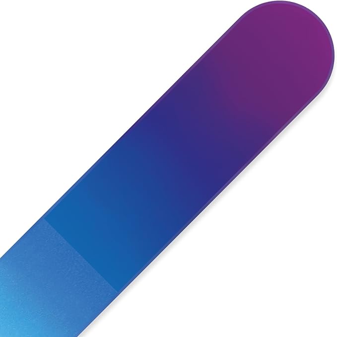 Mont Bleu Rainbow Crystal Nail File in Black Pouch - Large/Professional Size - Czech Tempered Glass - Handmade in Bohemia (Czech Republic)