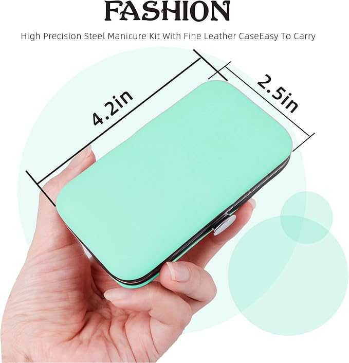 Manicure Set 8 in 1 Nail Clipper Set,RedFlow Nail Clippers,Fingernail & Toenail Clippers,Manicure Tools,Pedicure Tools,Suitable for Travel Manicure Kit,Nail Set Kit with Everything Profe (Green)
