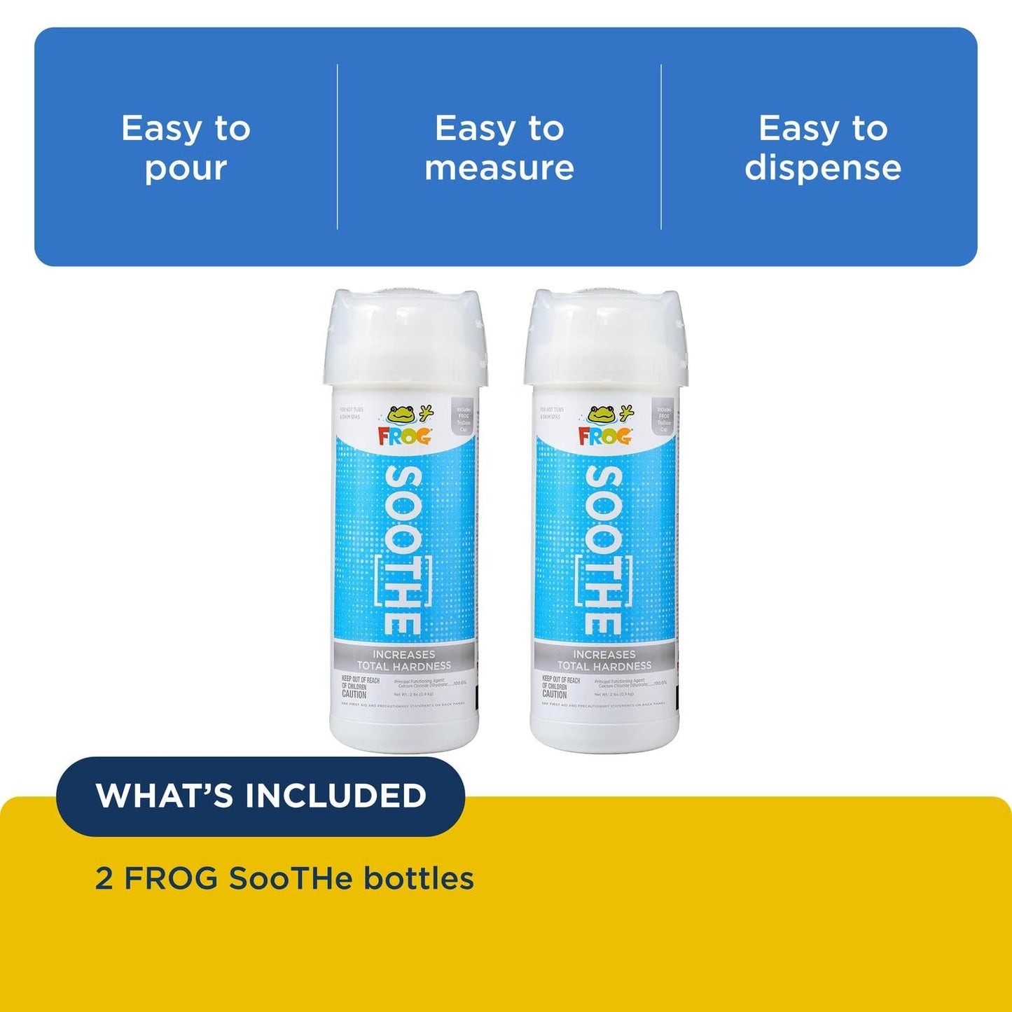 FROG Soothe Calcium Total Hardness Increaser for Hot Tubs and Swim Spas - 2 lb Bottle with TruDose Measuring Cap for Easy Maintenance & Balancing - 2 Pack