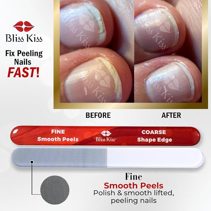 Bliss Kiss Nano Glass Nail File & Callus Buffer for Weak, Brittle, Peeling Nails for Women for Natural Nails with Case