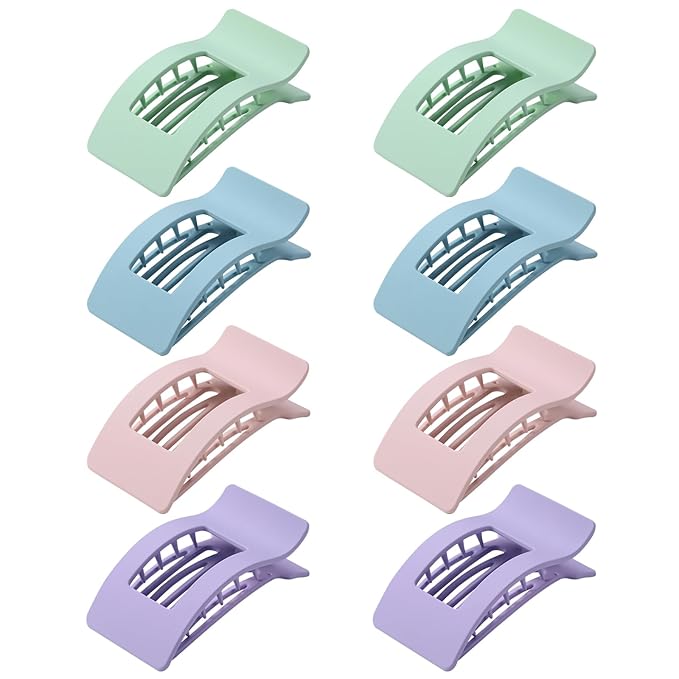 8 Pack French Flat Hair Clips for Women – Large Matte No-Slip Claw Barrettes for Thick & Thin Hair, Strong Hold Styling Accessories (Colorful)