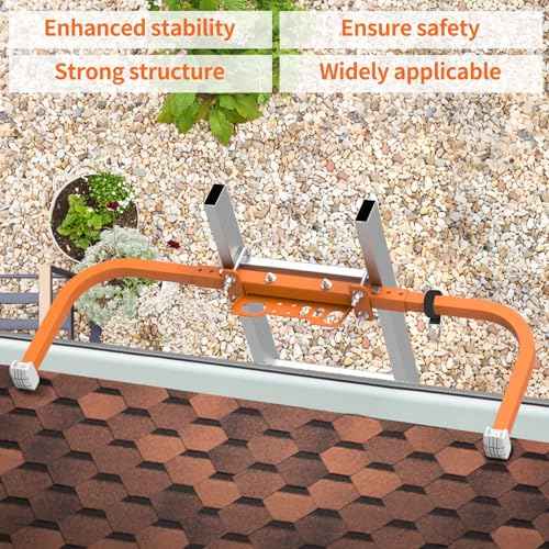 Aluminum Ladder Stabilizer for Roof Gutter Cleaning with Tool Tray, Heavy Duty Extended Ladder Accessories, Ladder Stand-Off Wing Span with Non-Slip Rubber Bottom Pad