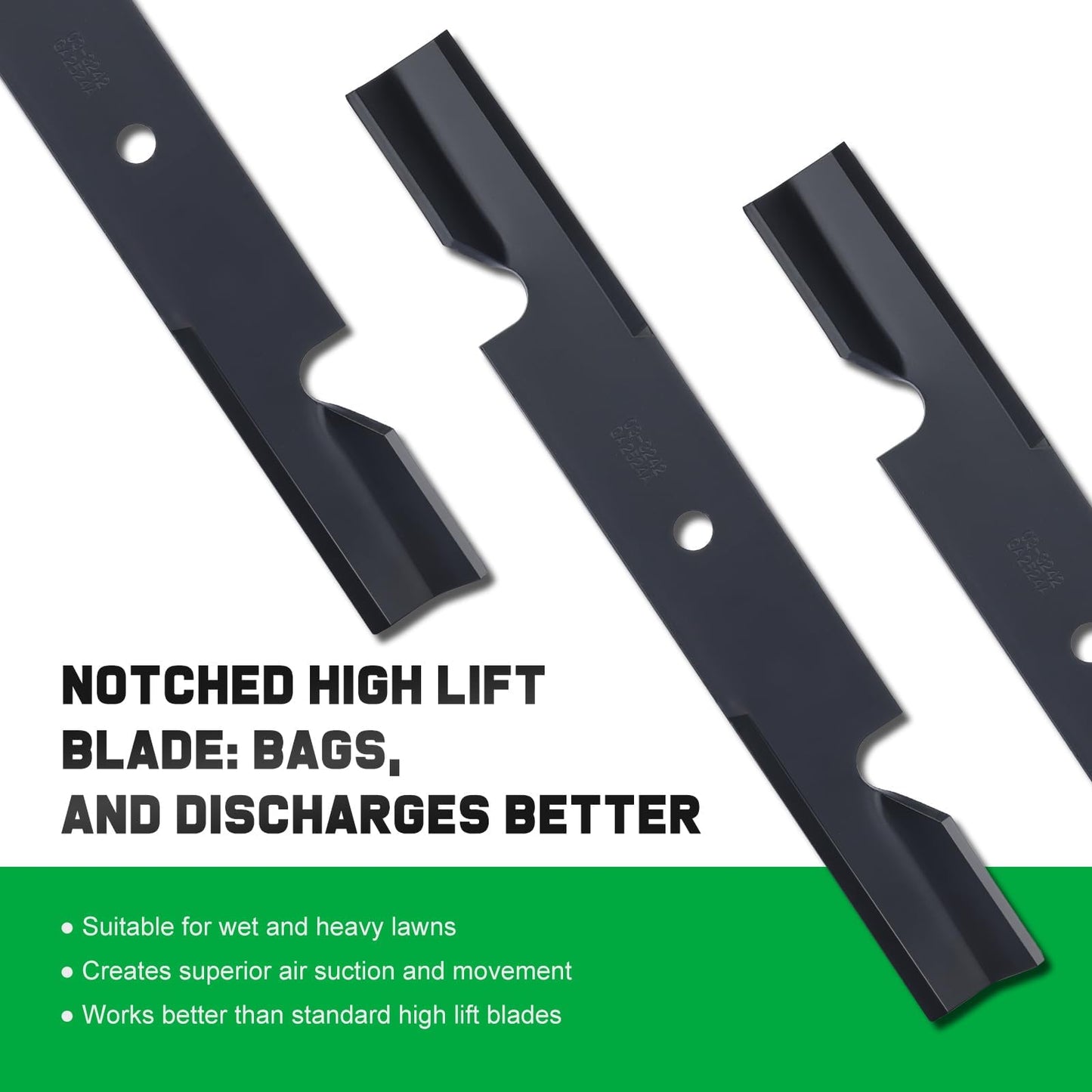 Grasscool 482878 Mower Blades for Scag Tiger Cub Wildcat Turf Tiger 36'' 52'' Deck Lawn Mower Replace Ferris 21227S 5101756s 5021227 Scag 482462 481711 48108 Encore 481707(3 Pack)