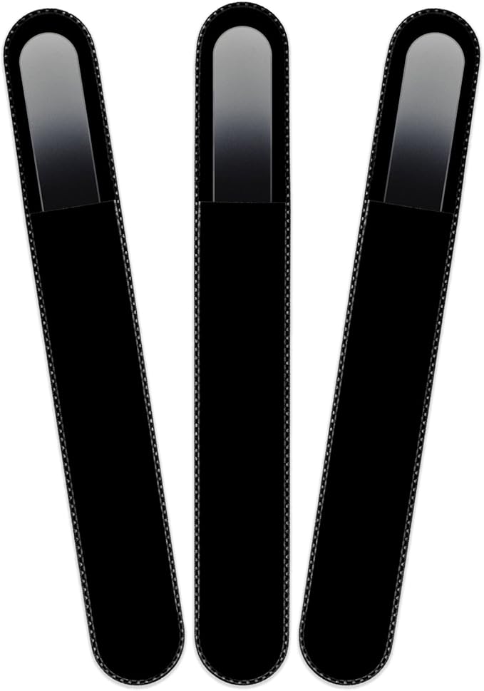 Mont Bleu Rainbow Crystal Nail File in Black Pouch - Large/Professional Size - Czech Tempered Glass - Handmade in Bohemia (Czech Republic)