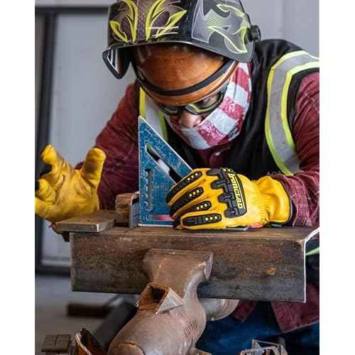 Ironclad Mens Work Glove 360 CUT LEATHER IMPACT, Yelloe, Large US