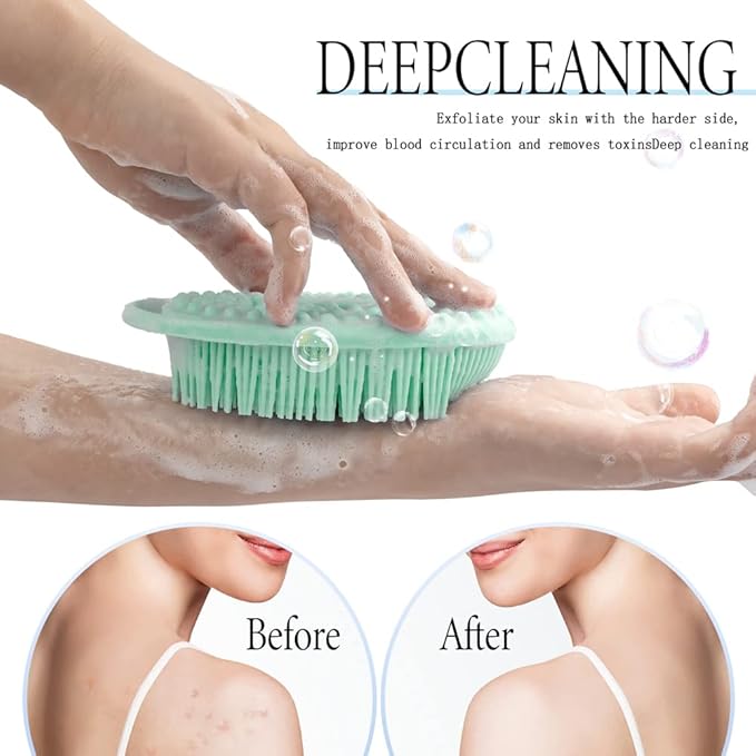 3 Pack Silicone Body Scrubber, Exfoliating Body Scrubber Fit for Sensitive and All Kinds of Skin, Soft Silicone Loofah, Clean and Sanitary Rapid Foaming
