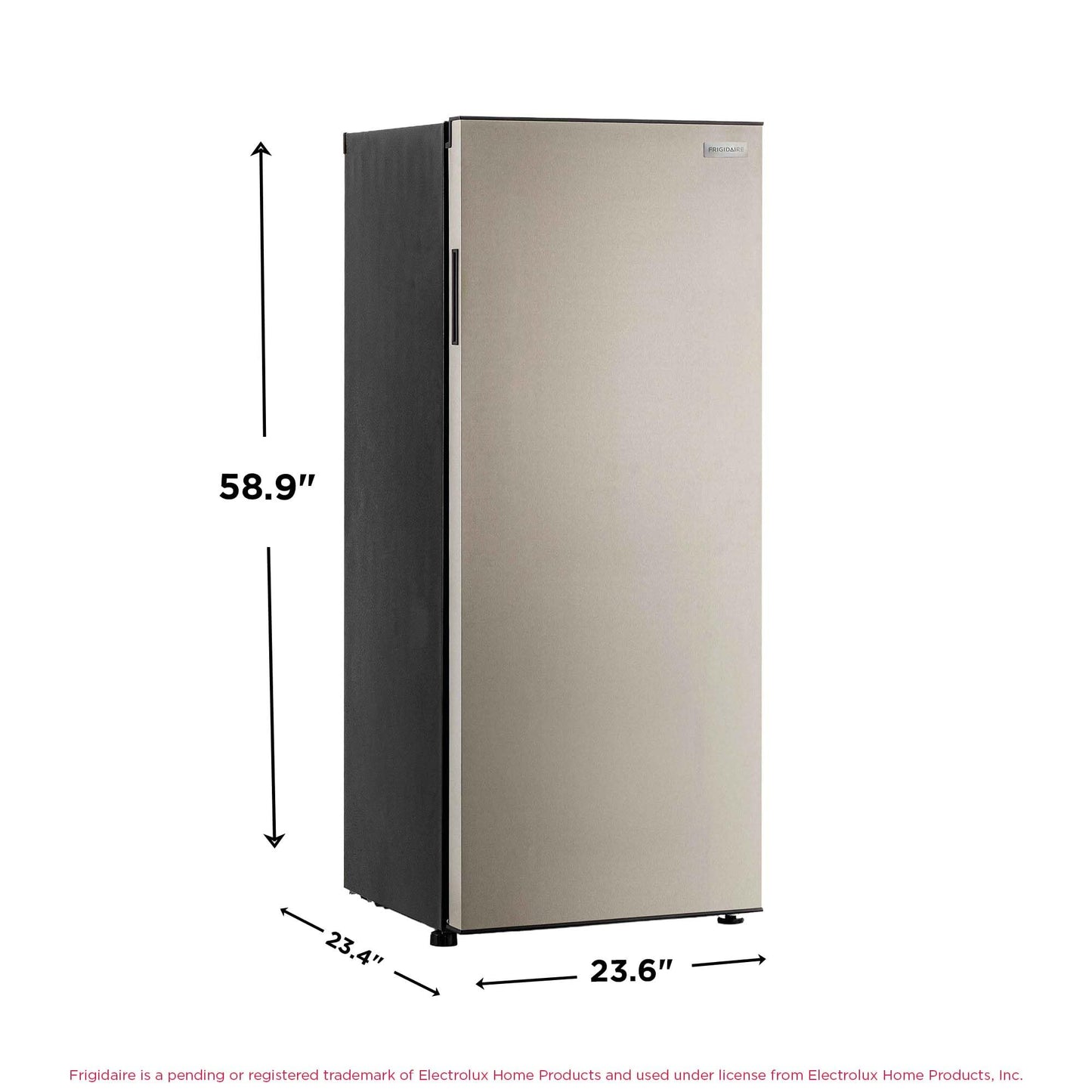 Frigidaire 10 Cu. Ft. Upright Convertible Fridge/Freezer, Reversible Door, Removable Glass Shelves, Adjustable Controls, Platinum Finish