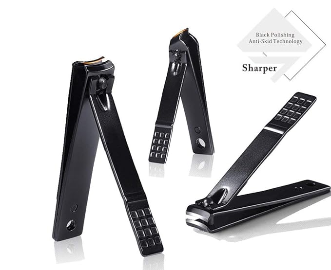 Professional Stainless Steel Nail Clipper Travel & Grooming Kit Nail Tools Manicure & Pedicure Set of 15pcs with Luxurious Case (Black/Yellow)