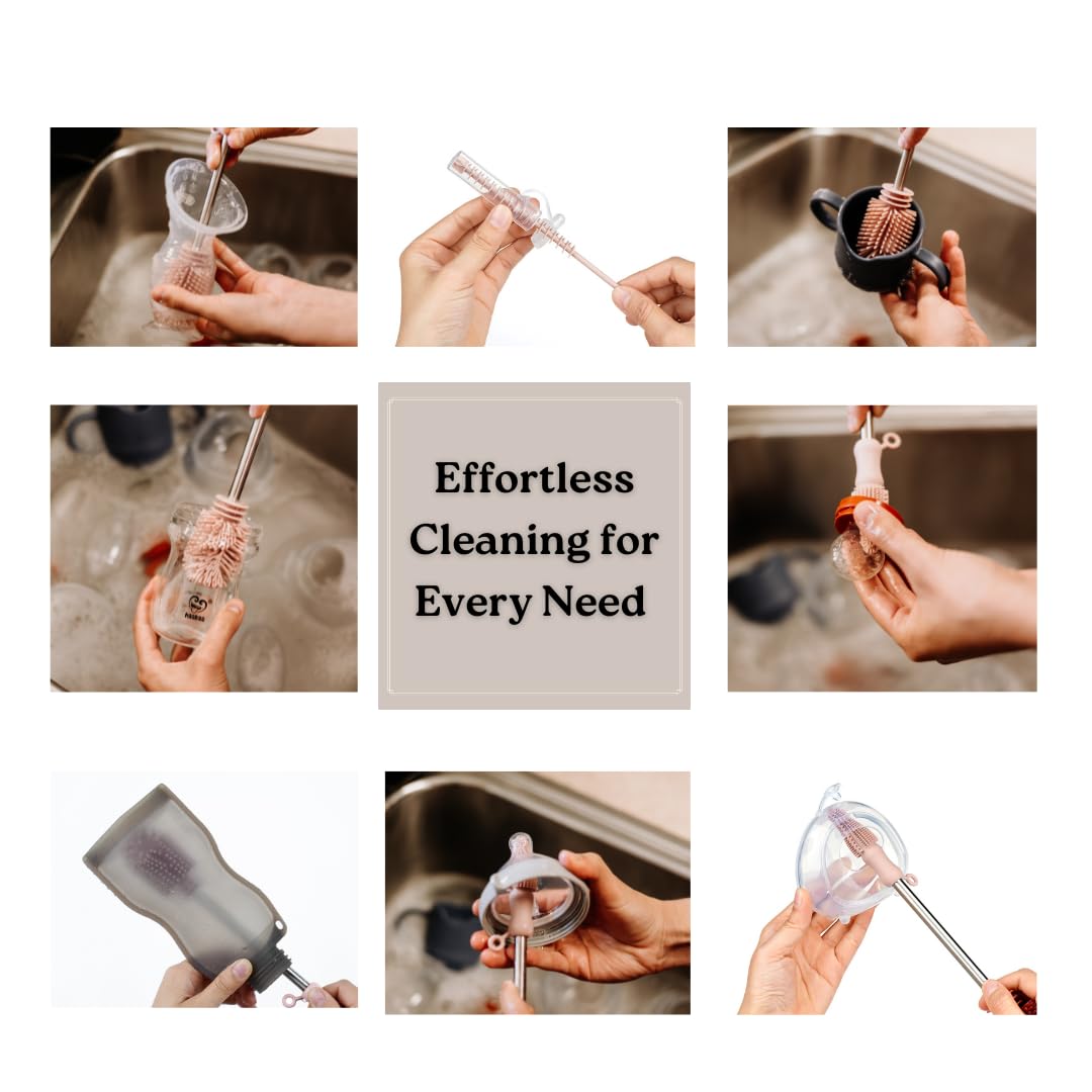 Haakaa Silicone Cleaning Brush – Household Cleaning Brushes for Bottles and Crevices – Food-Grade Silicone: Dishwasher Safe