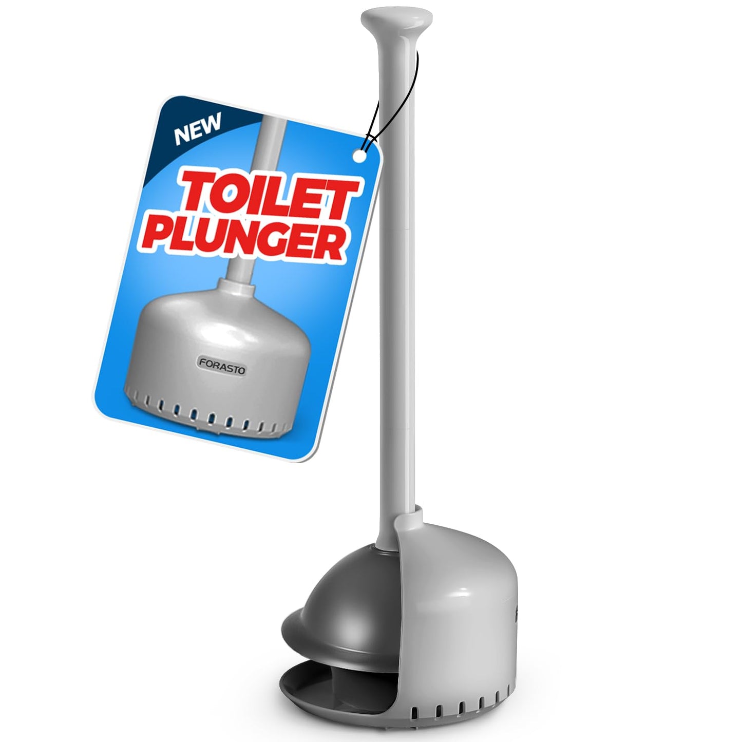 FORASTO Toilet Plunger with Holder,Plungers for Bathroom with Holder,Plunger with Cover,Bathroom Decor，Bathroom Accessories，Toilet Bowl Cleaners,Dark Grey