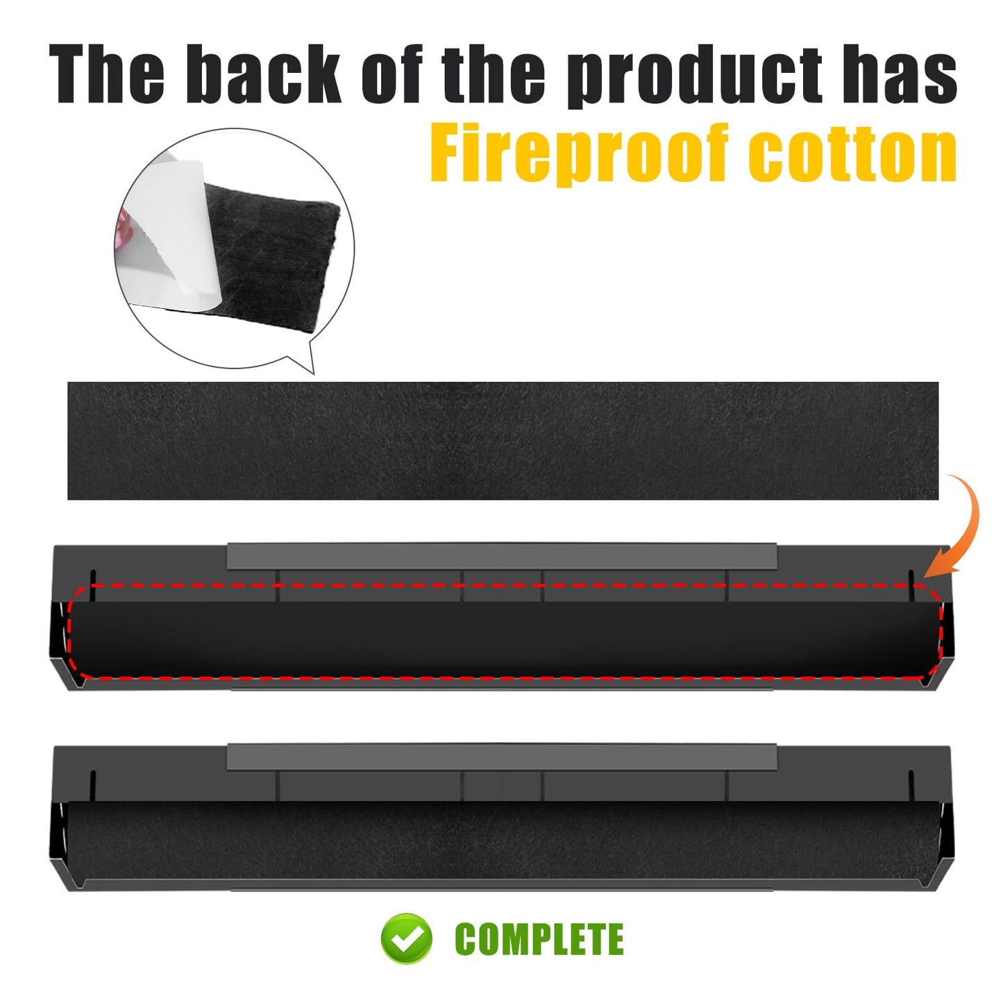 LCGAOYA Black Adjustable Fireplace Hood for 28 to 48" Fireplace Hood Heat Shield Equipped with Insulation Cotto