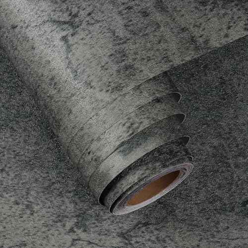 FunStick Grey Weathered Concrete Wallpaper Peel and Stick Textured Grey Cement Contact Paper for Countertops Cabinets Waterproof Self Adhesive Removable Concrete Wall Paper for Room Walls 15.8"x78.8"