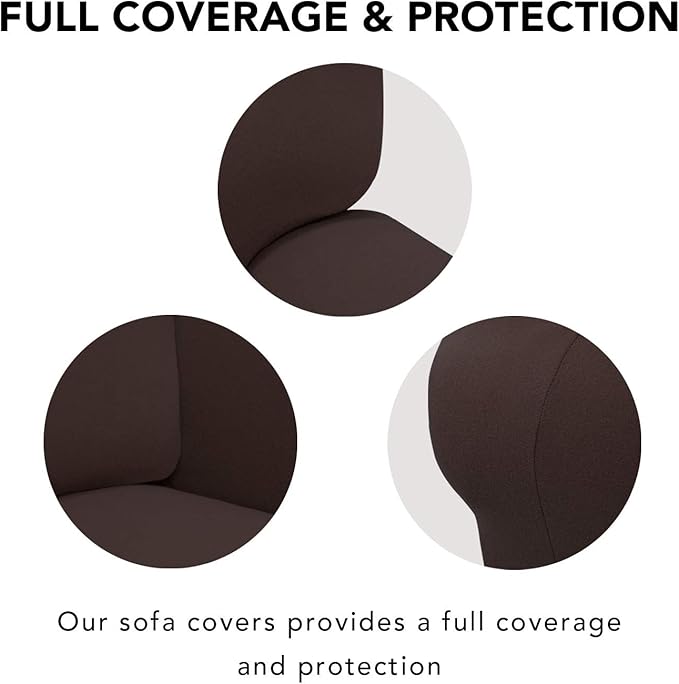 PureFit Super Stretch Sofa Slipcover – Spandex Non Slip Soft Couch Sofa Cover, Washable Furniture Protector with Non Skid Foam and Elastic Bottom for Kids, Pets （Sofa, Chocolate）