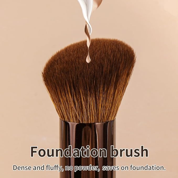 MAANGE 5 PCS Foundation Makeup Brush Set Double-ended Kabuki Mask Contour Brush for Liquid Powder Concealer Cream Cosmetics Blending Makeup Brushes (Coffee Gold)