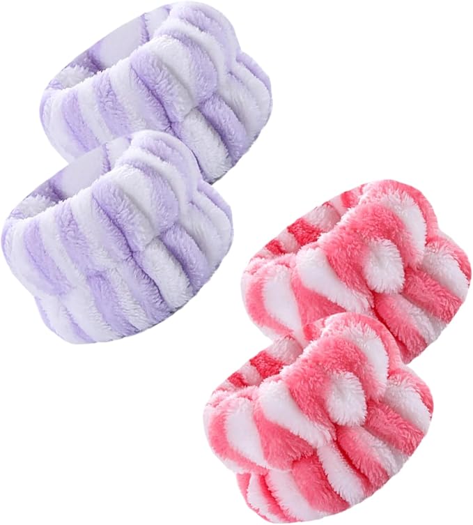 2 Pairs Wrist Washband for Women Washing Face, Wrist Spa Washband Absorbent Wristbands, Prevent Liquids from Spilling Down Your Arms