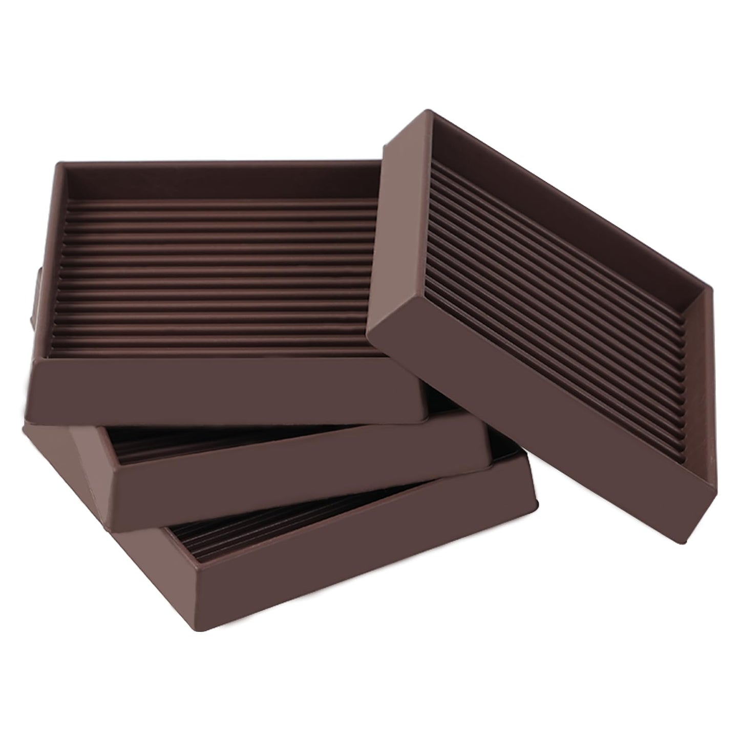 3x3 Non Slip Rubber Furniture Caster Cups for Hardwood Floors, Anti-Slip Square Furniture Coasters Pads Stopper Gripper Floor Protectors for Bed Couch Table