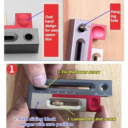 HONGDUI JF06 Kerfmaker Table Saw Slot Adjuster Mortise and Tenon Tool Woodworking Movable Measuring Block 100mm/4inch