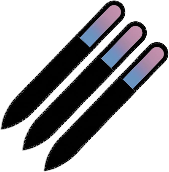 Mont Bleu Rainbow Glass Nail File in Black Pouch - Czech Tempered Glass - Handmade in Bohemia-Czech Republic - Enjoy a Professional Smooth Finish