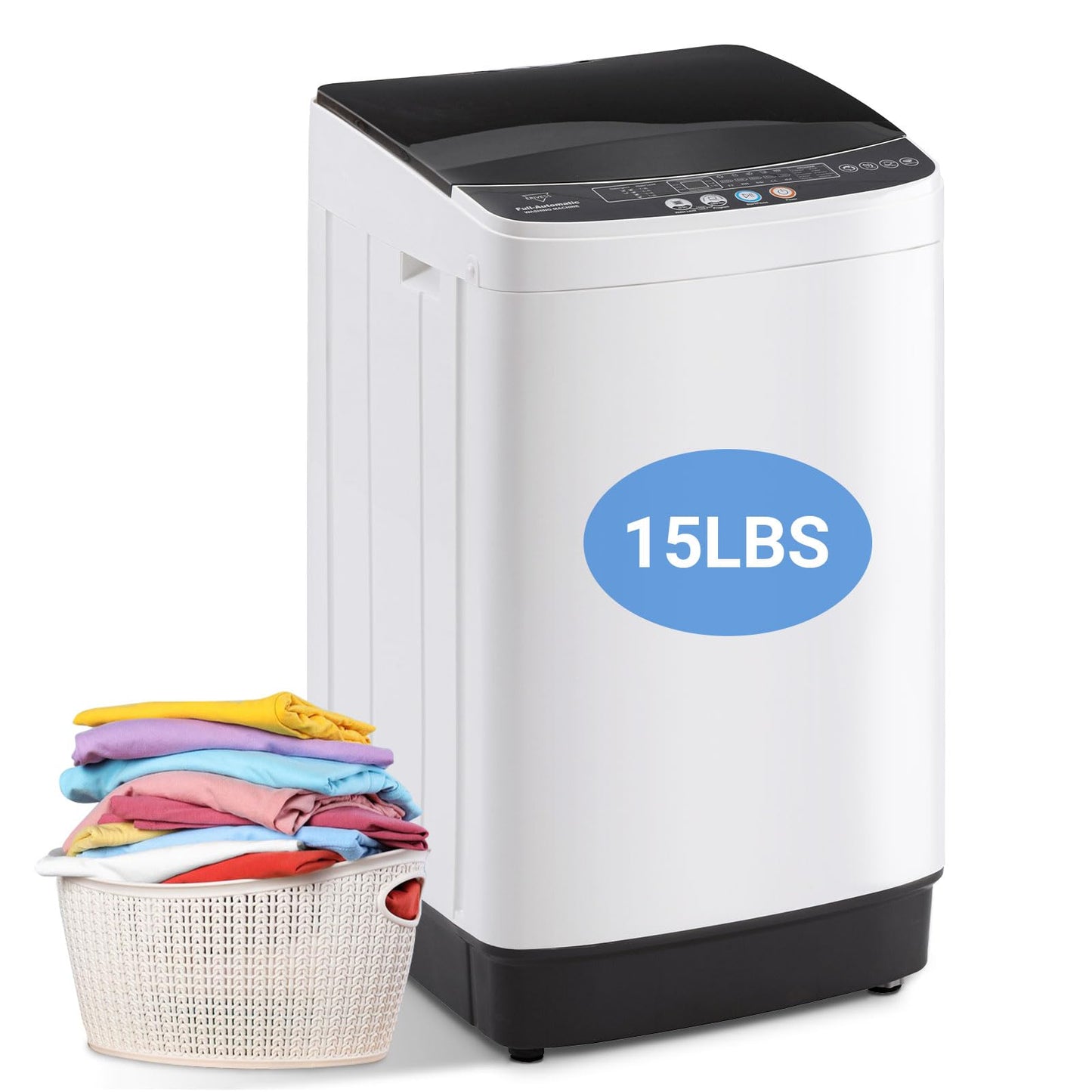 Erivess 1.9 Cu Ft Compact Washing Machine, 15 lbs Portable Washing Machine with 8 Wash Programs, Compact Laundry Washer for Homes & Apartments, Dorm, Small Spaces