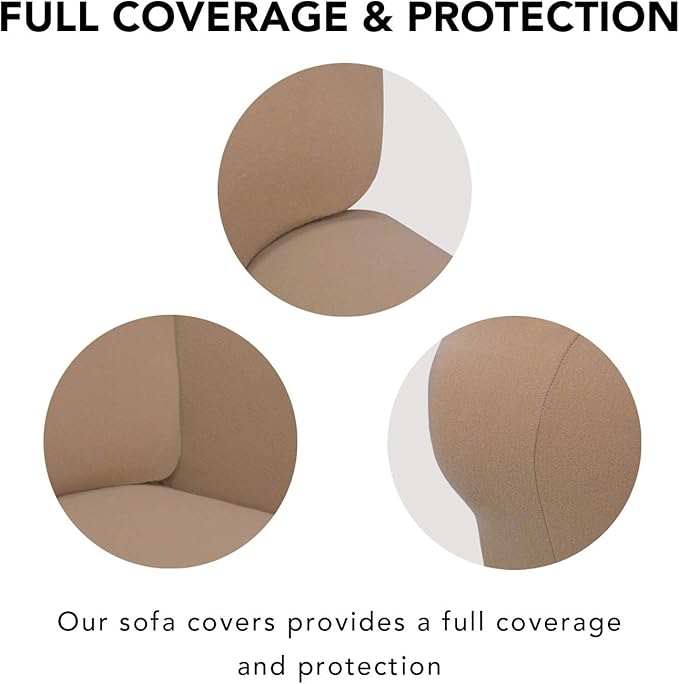 PureFit Super Stretch Chair Sofa Slipcover – Spandex Non Slip Soft Couch Sofa Cover, Washable Furniture Protector with Non Skid Foam and Elastic Bottom for Kids, Pets （Chair, Camel）