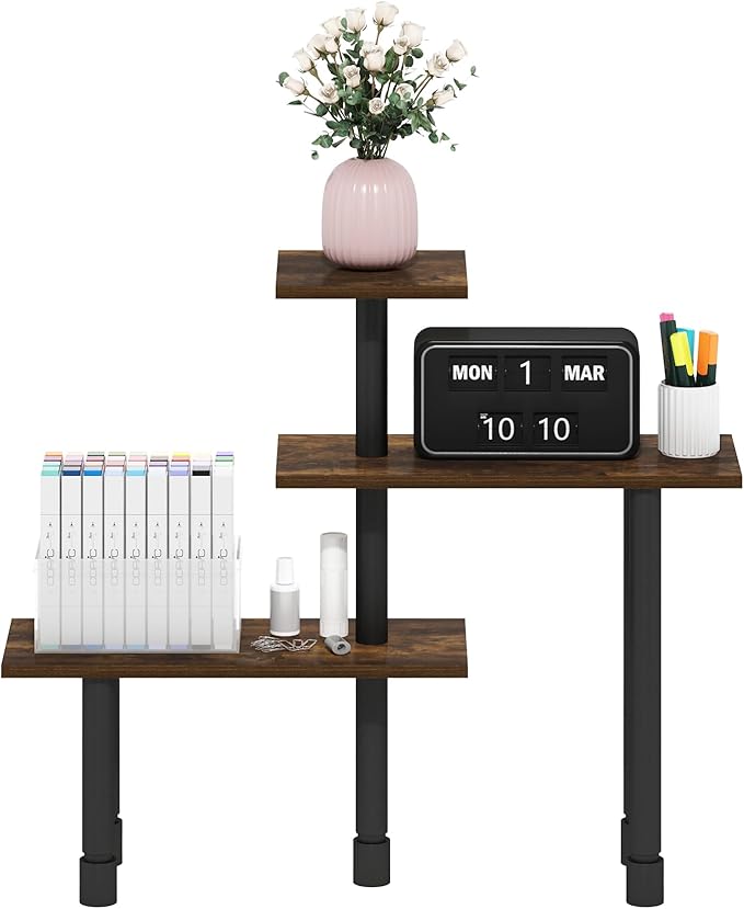 Furinno Turn-N-Tube Kitchen Countertop Organizer, 3-Tier Corner Countertop Organizer Shelf, Corner Shelf, for Kitchen, Pantry, Organizers and Storage, Amber Pine