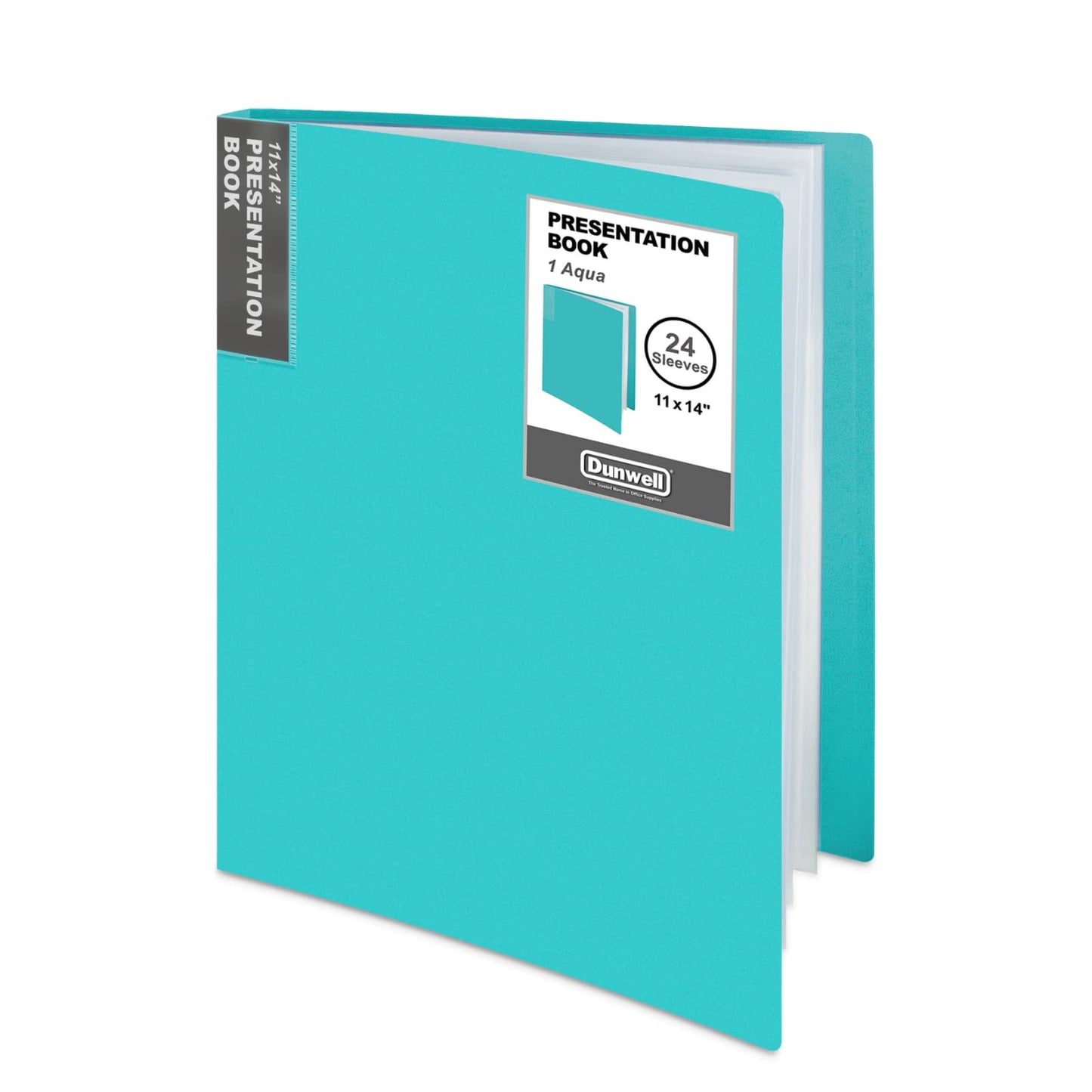 Dunwell 11x14 Art Portfolio Folder (Aqua), Presentation Binder with 24 Pockets, Large 11 x 14 Portfolio Binder, Acid-Free Poly Cover and Sleeves