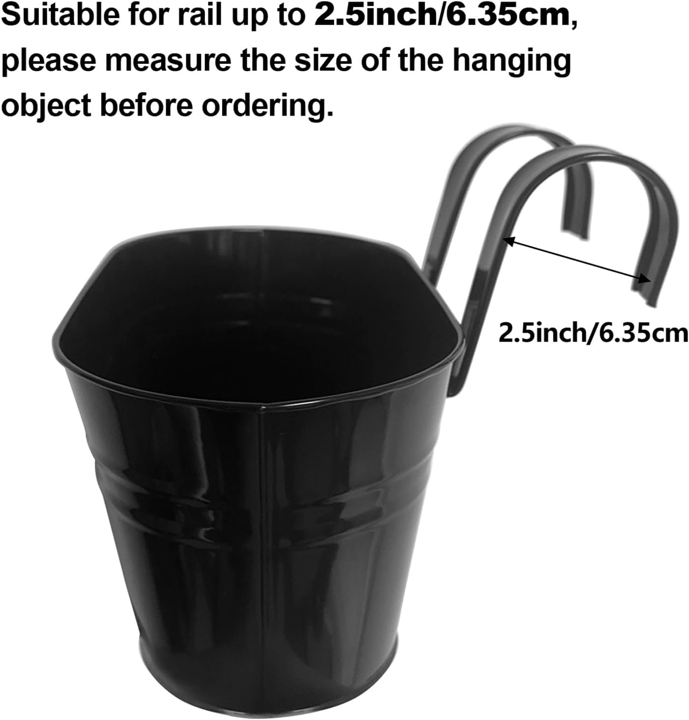 OGIMA 8pcs Hanging Planters Flower Pots, Metal Iron Wall Planter Indoor/Outdoor for Railing Balcony Garden Home Decoration with Detachable Hooks